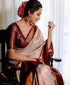 Cream Banarasi Silk Saree | Festival & Ceremony Wear