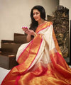 Cream Banarasi Silk Saree | Festive Celebration Wear