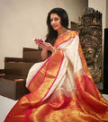 Cream Banarasi Silk Saree | Festive Celebration Wear