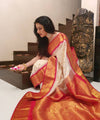 Cream Banarasi Silk Saree | Festive Celebration Wear