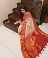 Cream Banarasi Silk Saree | Festive Celebration Wear