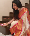 Cream Banarasi Silk Saree | Festive Celebration Wear