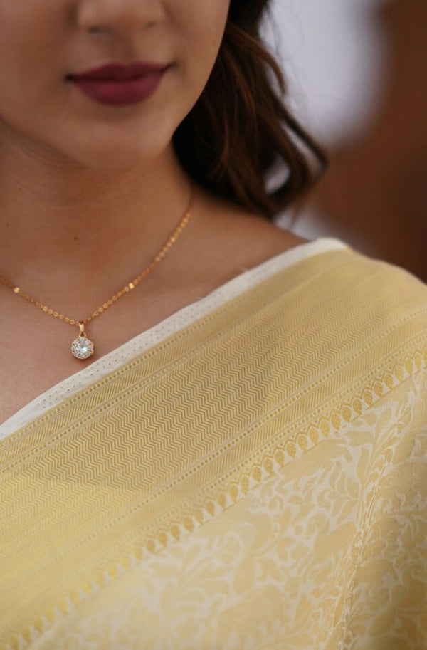 Cream Banarasi Silk Saree | Festive & Party Wear