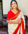 Cream Banarasi Silk Saree | Puja Collection