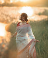 Cream Banarasi Silk Saree | Puja Collection
