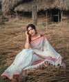 Cream Banarasi Silk Saree | Puja Collection