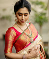 Cream Banarasi Silk Saree | Puja & Festive Wear