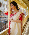Cream Banarasi Silk Saree | Traditional Puja Wear