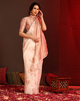 Cream Banarasi Silk Saree | Traditional Wedding Wear