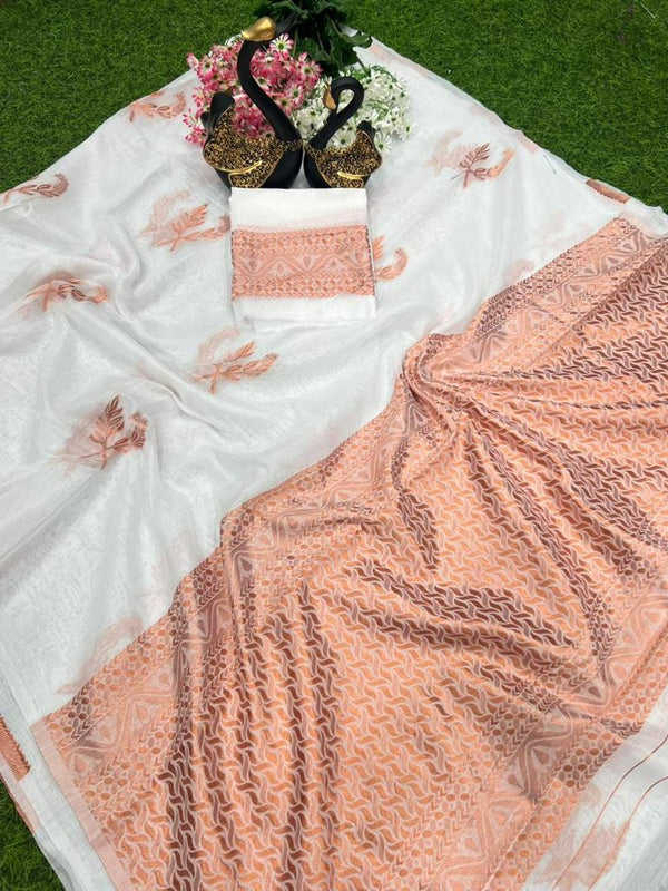 Cream Banarasi Silk Saree | Traditional Wedding Wear