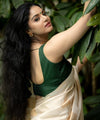 Cream Banarasi Silk Saree | Traditional Wedding Wear