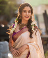 Cream Banarasi Silk Saree | Traditional Zari Weave