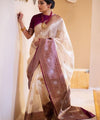 Cream Banarasi Silk Saree | Traditional Zari Weave