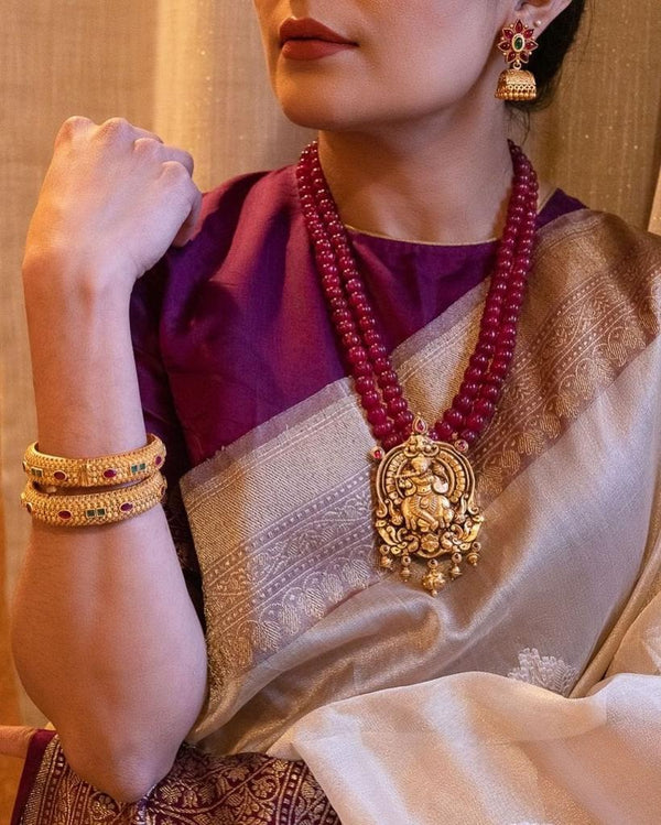 Cream Banarasi Silk Saree | Traditional Zari Weave