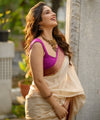 Cream Banarasi Silk Saree | Traditional Zari Weave