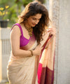 Cream Banarasi Silk Saree | Traditional Zari Weave