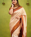 Cream Banarasi Silk Saree | Wedding & Festive Wear