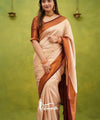 Cream Banarasi Silk Saree | Wedding & Festive Wear