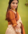 Cream Banarasi Silk Saree | Wedding & Festive Wear