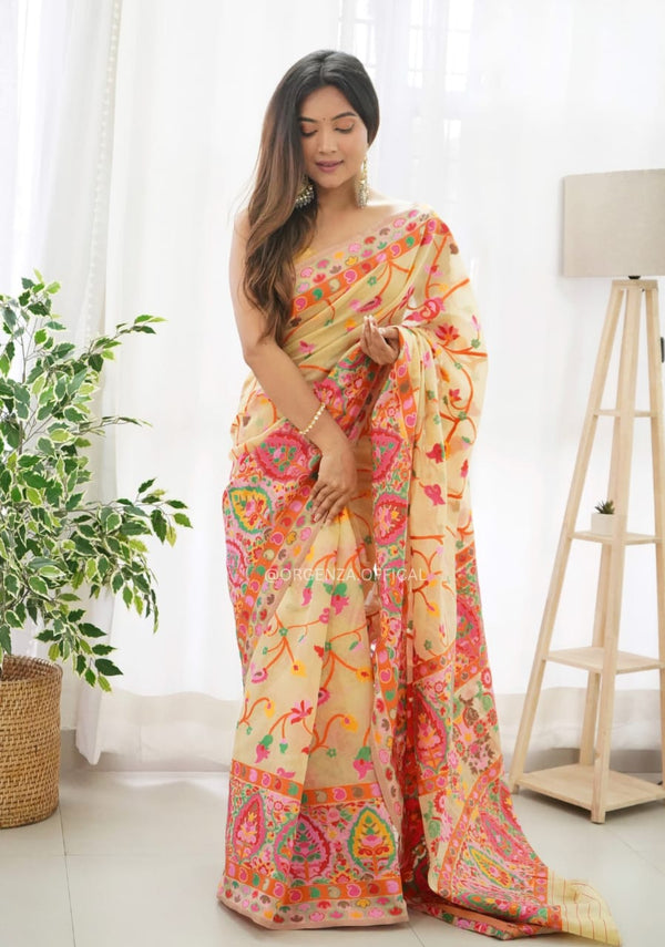 Cream Cotton Saree | Daily & Festive Wear