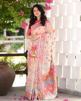 Cream Cotton Saree | Traditional Handloom Wear