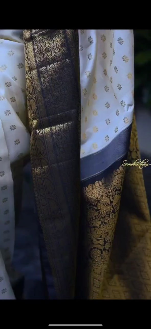Cream Jacquard Silk Saree | Bridal & Festive Wear
