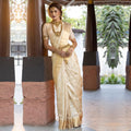 Cream Jacquard Silk Saree | Wedding & Reception Wear