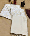 Cream Jacquard Silk Saree | Wedding & Reception Wear