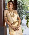 Cream Jacquard Silk Saree | Wedding & Reception Wear