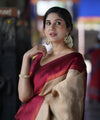 Cream Kanjivaram Silk Saree | Traditional Zari Weave