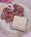 Cream Rangoli Silk Saree with Stitched Embroidery Blouse | RD LAXMI