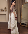 Cream Rangoli Silk Saree with Stitched Embroidery Blouse | RD LAXMI