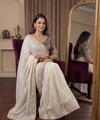 Cream Rangoli Silk Saree with Stitched Embroidery Blouse | RD LAXMI
