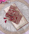 Cream Rangoli Silk Saree with Stitched Embroidery Blouse | RD LAXMI