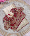 Cream Rangoli Silk Saree with Stitched Embroidery Blouse | RD LAXMI