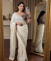 Cream Rangoli Silk Saree with Stitched Embroidery Blouse | RD LAXMI