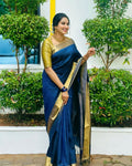 Dark Blue Banarasi Silk Saree | Wedding & Reception Wear