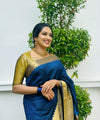 Dark Blue Banarasi Silk Saree | Wedding & Reception Wear