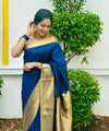 Dark Blue Banarasi Silk Saree | Wedding & Reception Wear
