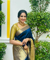 Dark Blue Banarasi Silk Saree | Wedding & Reception Wear
