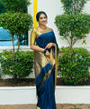 Dark Blue Banarasi Silk Saree | Wedding & Reception Wear