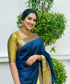 Dark Blue Banarasi Silk Saree | Wedding & Reception Wear