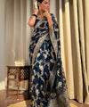 Dark Blue Jacquard Silk Saree | Rich Zari Border Saree