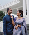 Dark Blue Kanjivaram Silk Saree | Wedding & Reception Wear
