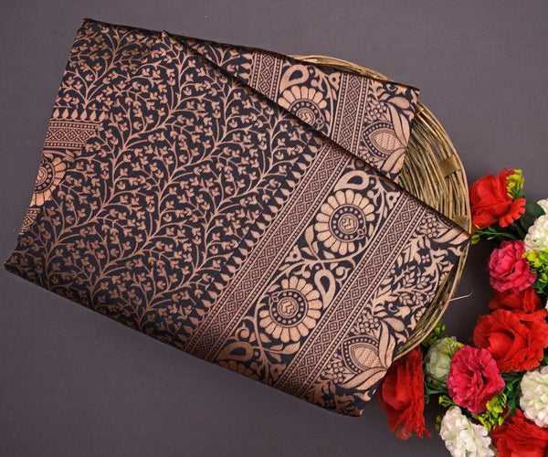 Dark Brown Banarasi Silk Saree | Festive & Party Wear