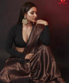 Dark Brown Banarasi Silk Saree | Festive & Party Wear