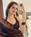 Dark Brown Banarasi Silk Saree | Traditional Zari Weave