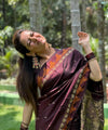 Dark Brown Banarasi Silk Saree | Traditional Zari Weave