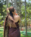 Dark Brown Banarasi Silk Saree | Traditional Zari Weave