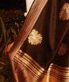 Dark Brown Banarasi Silk Saree | Wedding & Festive Wear